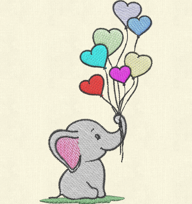 Elephant Embroidery Design – Baby Love Theme