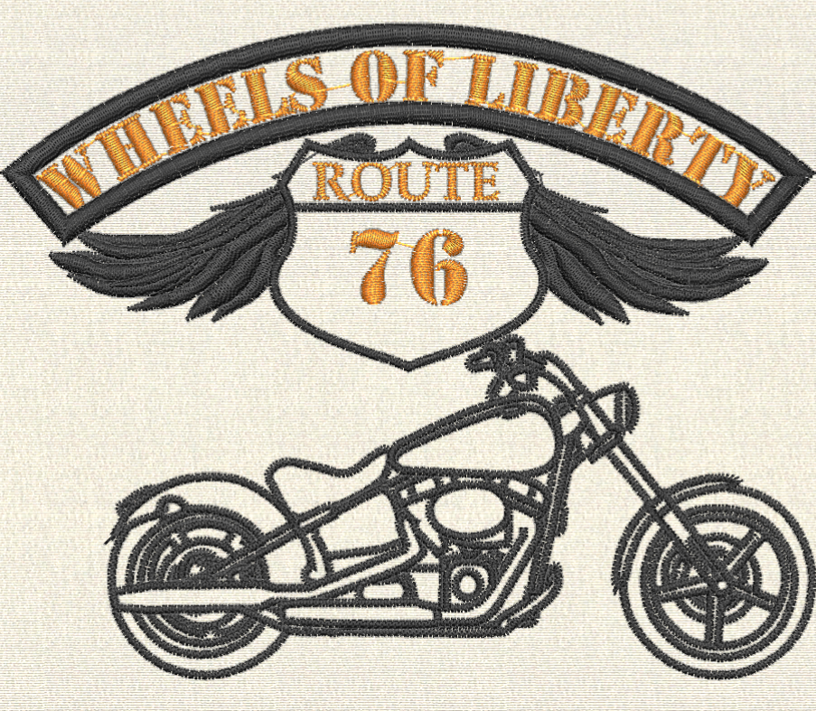Harley Motorcycle Embroidery Design – Classic Biker Style – 3 Sizes