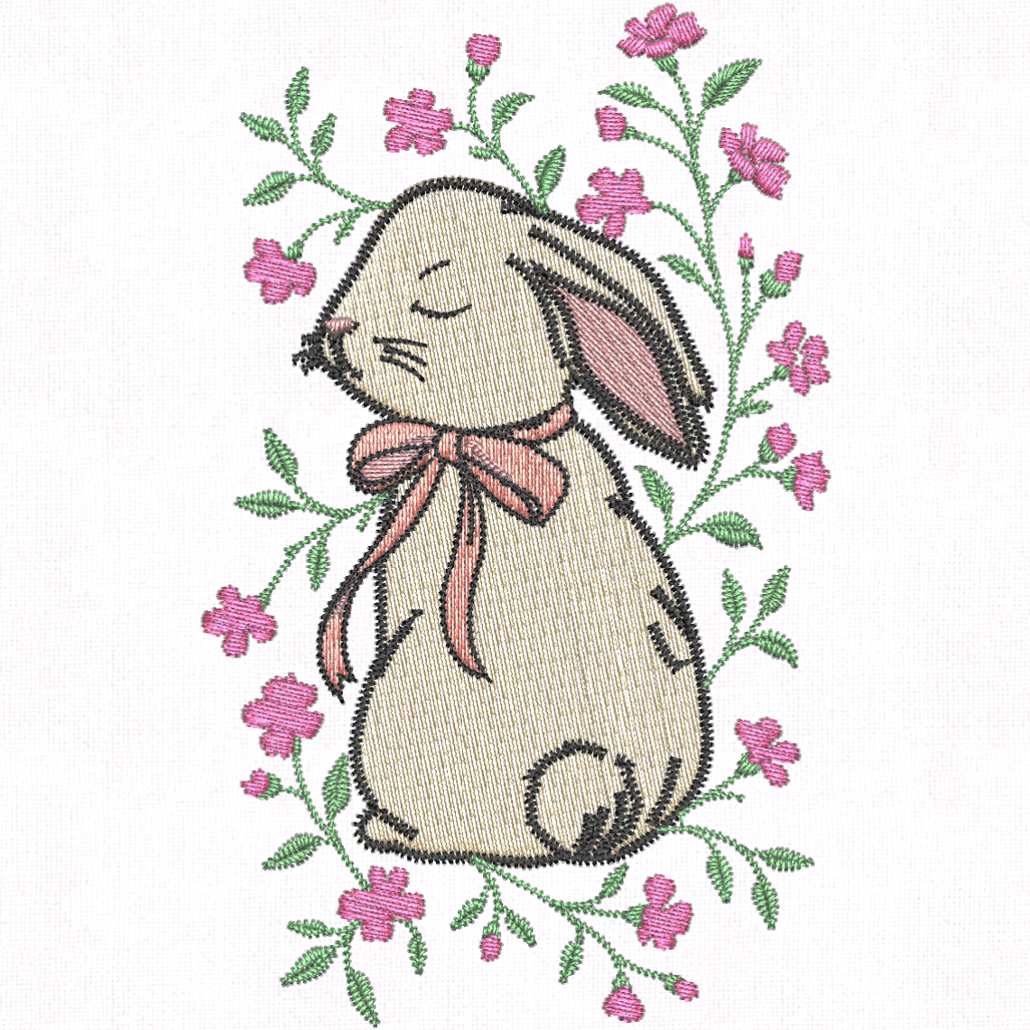 Floral Bunny Embroidery Design