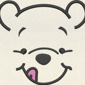 Minimalist Cute Bear Face Embroidery Design