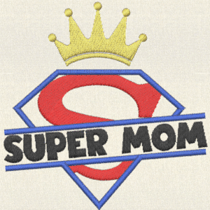 Super Mom Embroidery Design – Crown and Hero Symbol