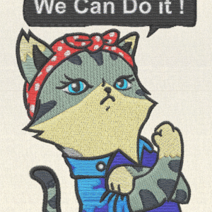 Cat Embroidery Design – Feminist Kitty
