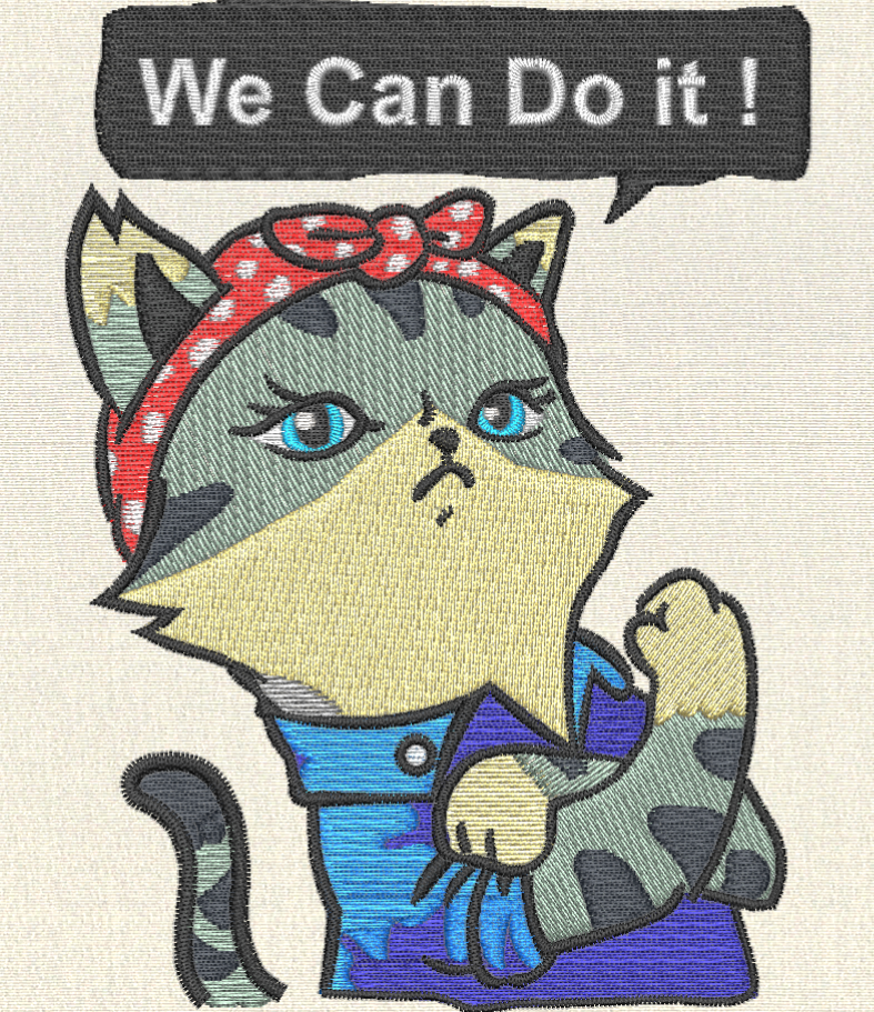Cat Embroidery Design – Feminist Kitty