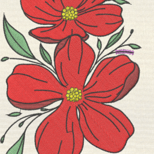 Red Floral Embroidery Design
