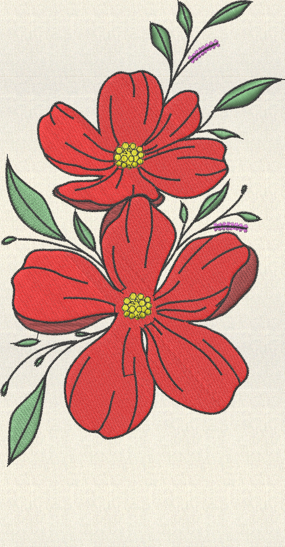 Red Floral Embroidery Design
