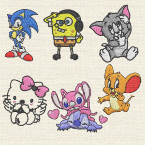Pack Cartoon -6 Character Embroidery Designs
