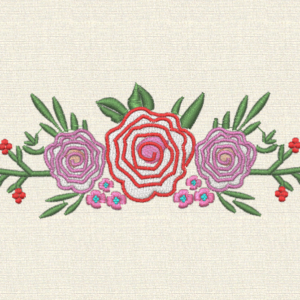 Rose Border - Multi-Size Floral Machine Embroidery Design (PES)