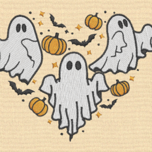 Spooky Ghost Heart Halloween - Embroidery Design